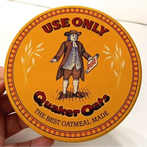 1984 Quaker Rolled White Oats Collectible Tin Canister Vintage 8 inches Tall - Picture 7 of 8